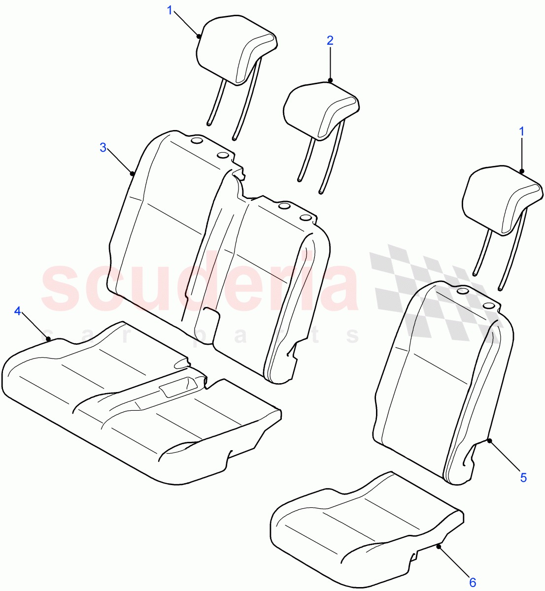 Rear Seat Covers (Crew Cab Pick Up, 110" Wheelbase, Chassis Crew Cab, 130" Wheelbase, Station Wagon - 5 Door, Crew Cab HCPU) ((V) FROM7A000001) of Land Rover Land Rover Defender (2007-2016)