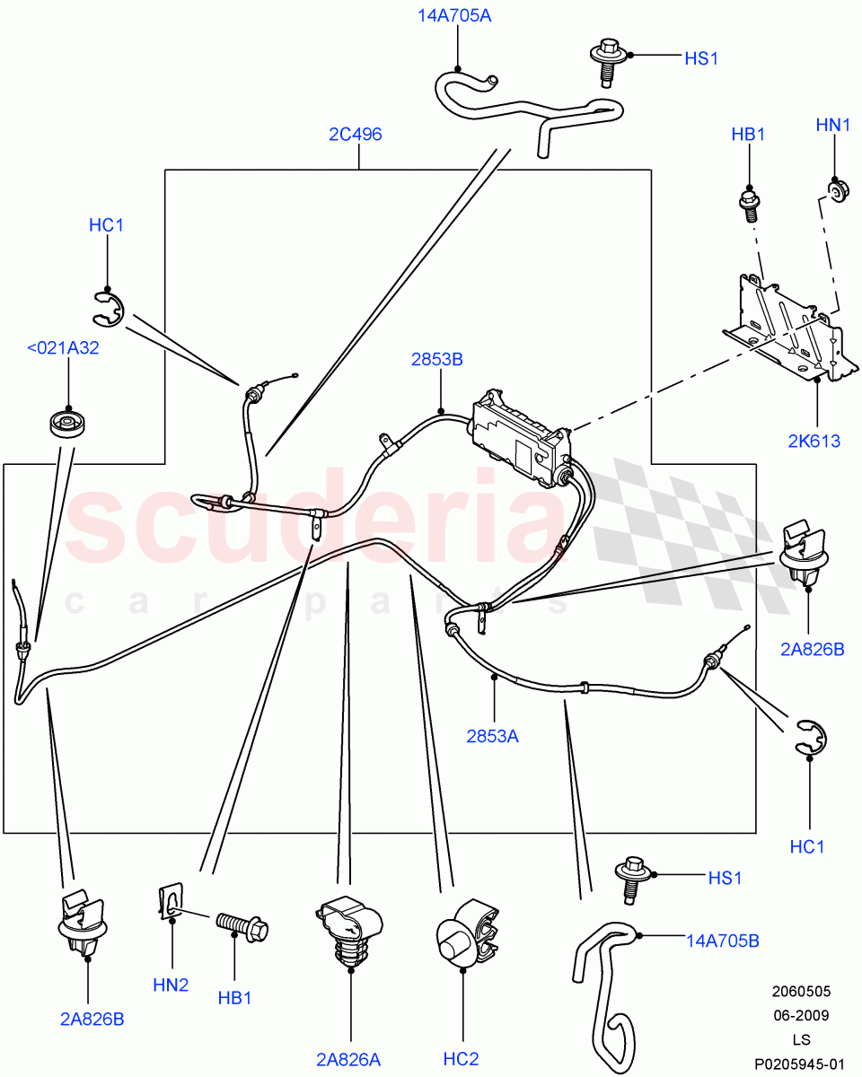 Parking Brake (Parking Brake Cable) ((V) FROMAA000001) of Land Rover Land Rover Discovery 4 (2010-2016) [2.7 Diesel V6]
