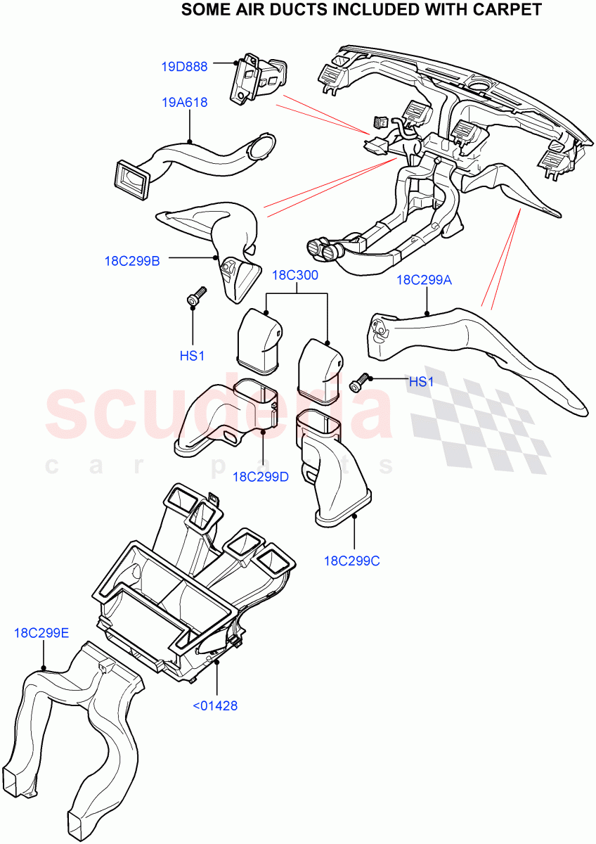 Air Vents, Louvres And Ducts (Internal Components) ((V) FROMAA000001) of Land Rover Land Rover Range Rover Sport (2010-2013) [5.0 OHC SGDI NA V8 Petrol]