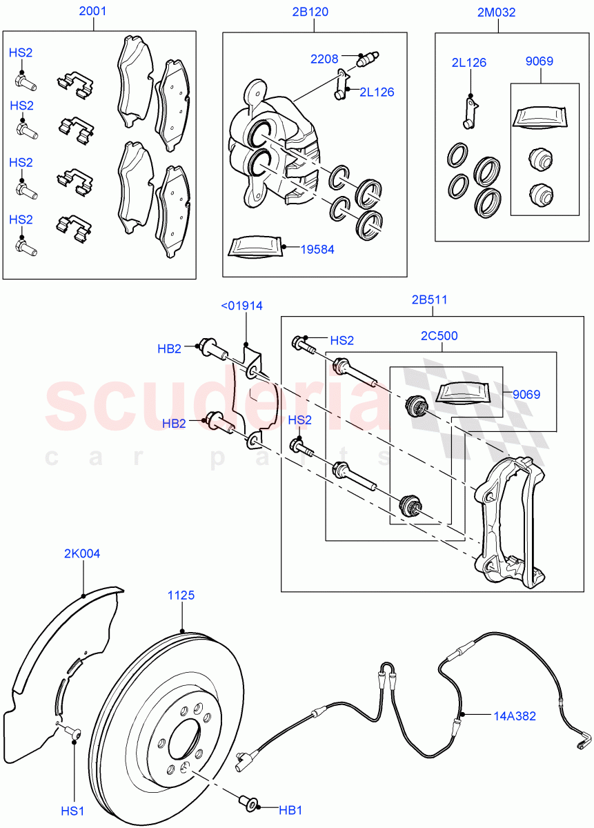 Front Brake Discs And Calipers (Front Disc And Caliper Size 19) ((V) FROMGA000001, (V) TOGA150000) of Land Rover Land Rover Range Rover Sport (2014+) [4.4 DOHC Diesel V8 DITC]