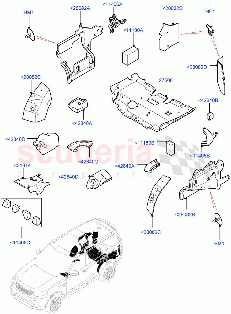 Insulators - Rear (Solihull Plant Build) ((V) FROMHA000001) of Land Rover Land Rover Discovery 5 (2017+) [3.0 DOHC GDI SC V6 Petrol]