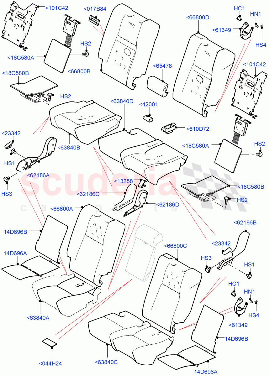 Rear Seat Pads/Valances & Heating (With 60/40 Manual Fold Thru Rr Seat) of Land Rover Land Rover Range Rover (2012-2021) [3.0 I6 Turbo Diesel AJ20D6]