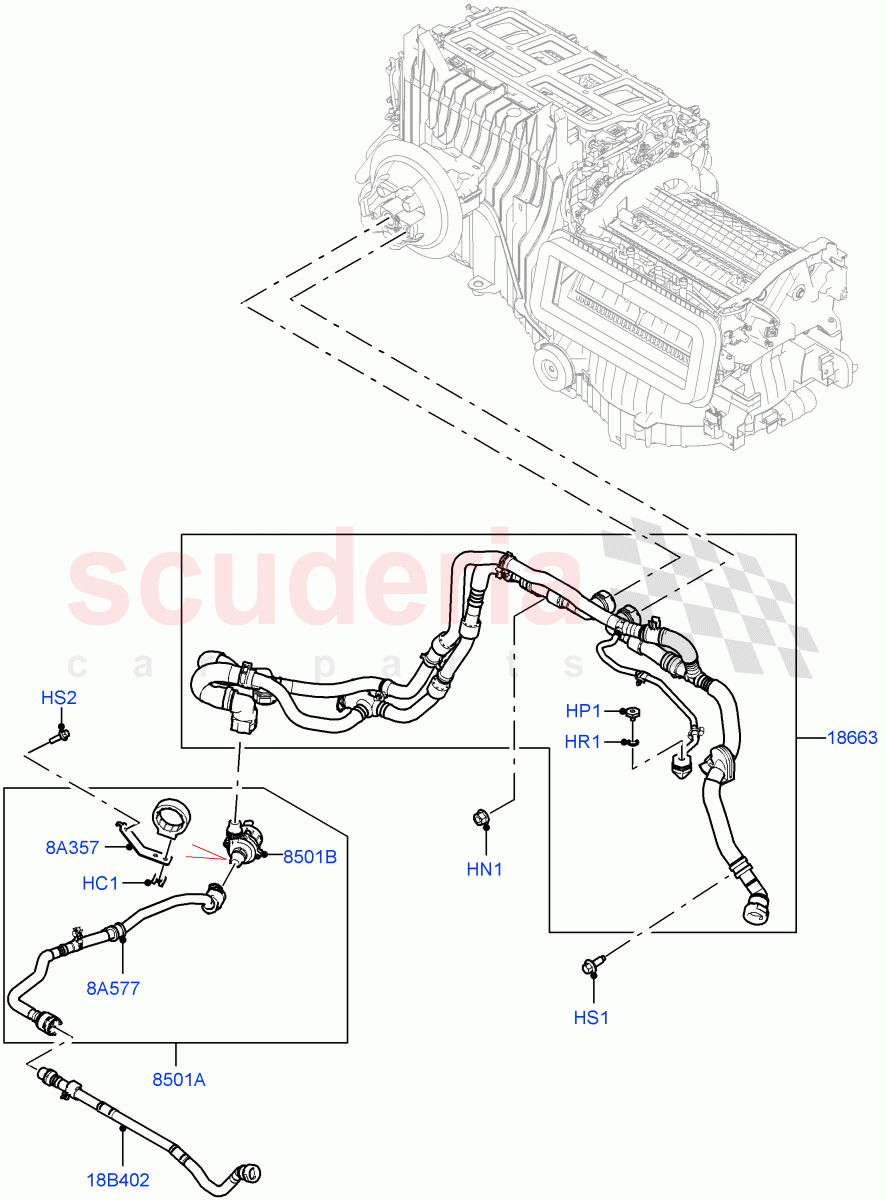 Heater Hoses (4.4 V8 Turbo Petrol (NC10), With Ptc Heater, Premium Air Conditioning-Front/Rear, Less Heater) of Land Rover Land Rover Range Rover (2022+) [3.0 I6 Turbo Diesel AJ20D6]
