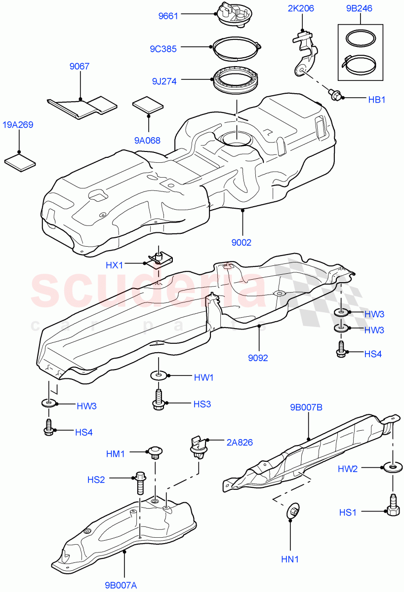 Fuel Tank & Related Parts (Page A, With 3 Vent Pipes, Vehicles With Original Fuel Tank) (Lion Diesel 2.7 V6 (140KW)) ((V) TO9A999999) of Land Rover Land Rover Range Rover Sport (2005-2009) [2.7 Diesel V6]