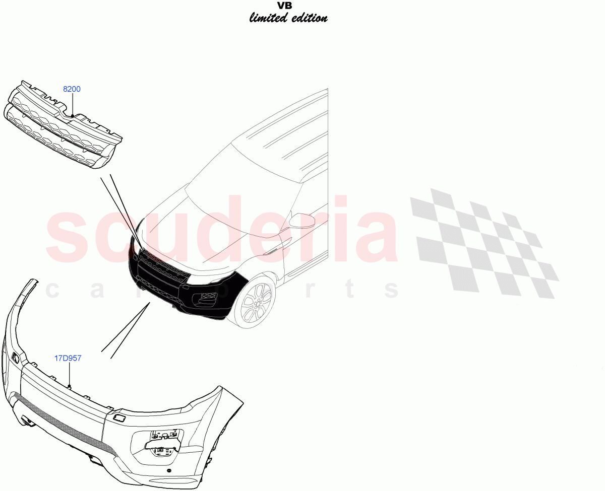 Radiator Grille And Front Bumper (Victoria Beckham Limited Edition, Halewood (UK)) of Land Rover Land Rover Range Rover Evoque (2012-2018) [2.0 Turbo Petrol GTDI]