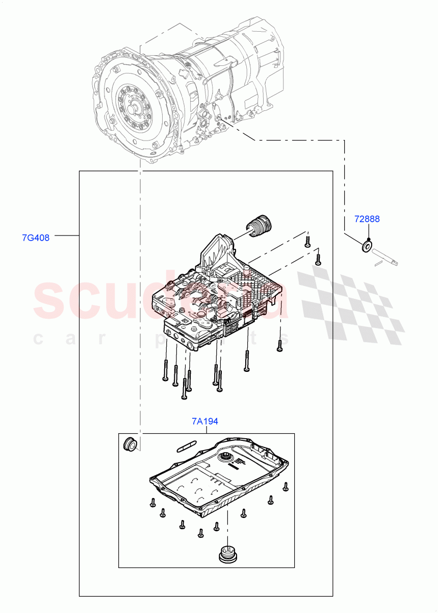 Valve Body - Main Control & Servo's (3.0L DOHC GDI SC V6 PETROL, 8 Speed Auto Trans ZF 8HP70 4WD, 4.4L DOHC DITC V8 Diesel, 3.0 V6 Diesel, 3.0 V6 D Gen2 Twin Turbo) ((V) FROMBA000001) of Land Rover Land Rover Discovery 4 (2010-2016) [5.0 OHC SGDI NA V8 Petrol]