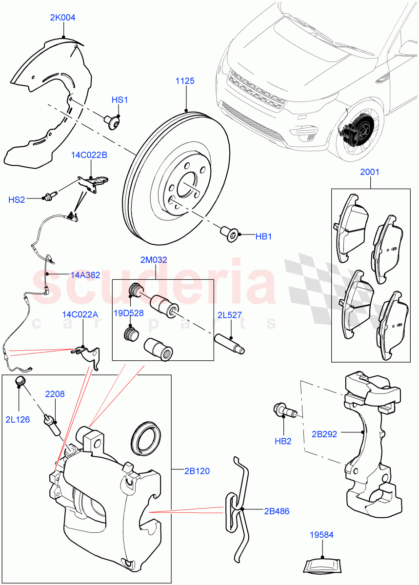 Front Brake Discs And Calipers (Halewood (UK)) ((V) TOGH999999) of Land Rover Land Rover Discovery Sport (2015+) [2.0 Turbo Petrol AJ200P]