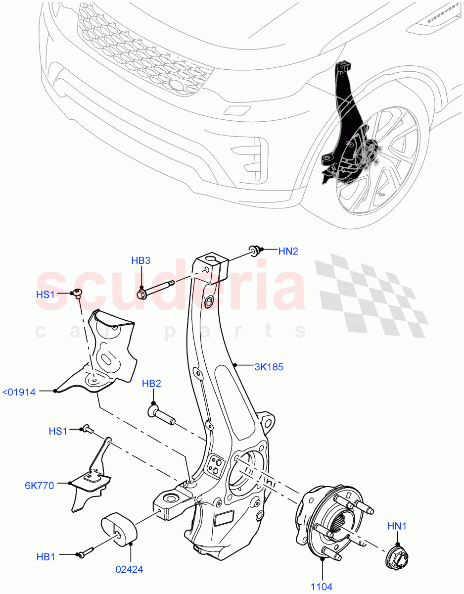 Front Knuckle And Hub (Nitra Plant Build) ((V) FROMM2000001) of Land Rover Land Rover Discovery 5 (2017+) [3.0 I6 Turbo Petrol AJ20P6]