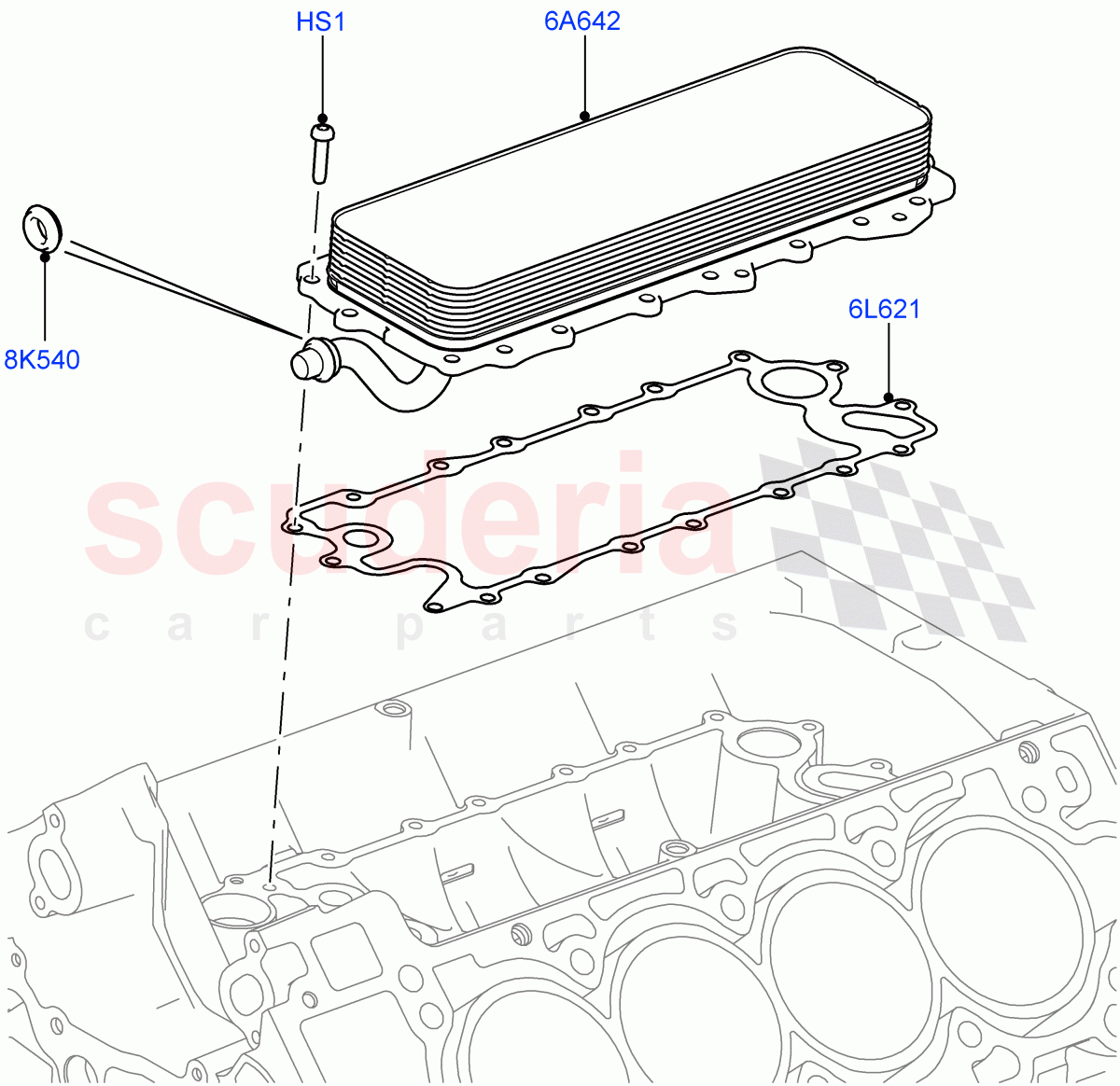 Oil Cooler And Filter (Oil Cooler) (5.0L OHC SGDI SC V8 Petrol - AJ133, 5.0 Petrol AJ133 DOHC CDA, 5.0L P AJ133 DOHC CDA S/C Enhanced) ((V) FROMAA000001) of Land Rover Land Rover Range Rover Sport (2014+) [5.0 OHC SGDI SC V8 Petrol]