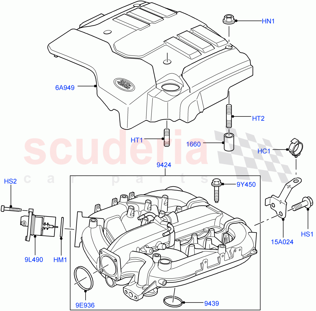 Inlet Manifold (Cologne V6 4.0 EFI (SOHC)) ((V) FROMAA000001) of Land Rover Land Rover Discovery 4 (2010-2016) [4.0 Petrol V6]