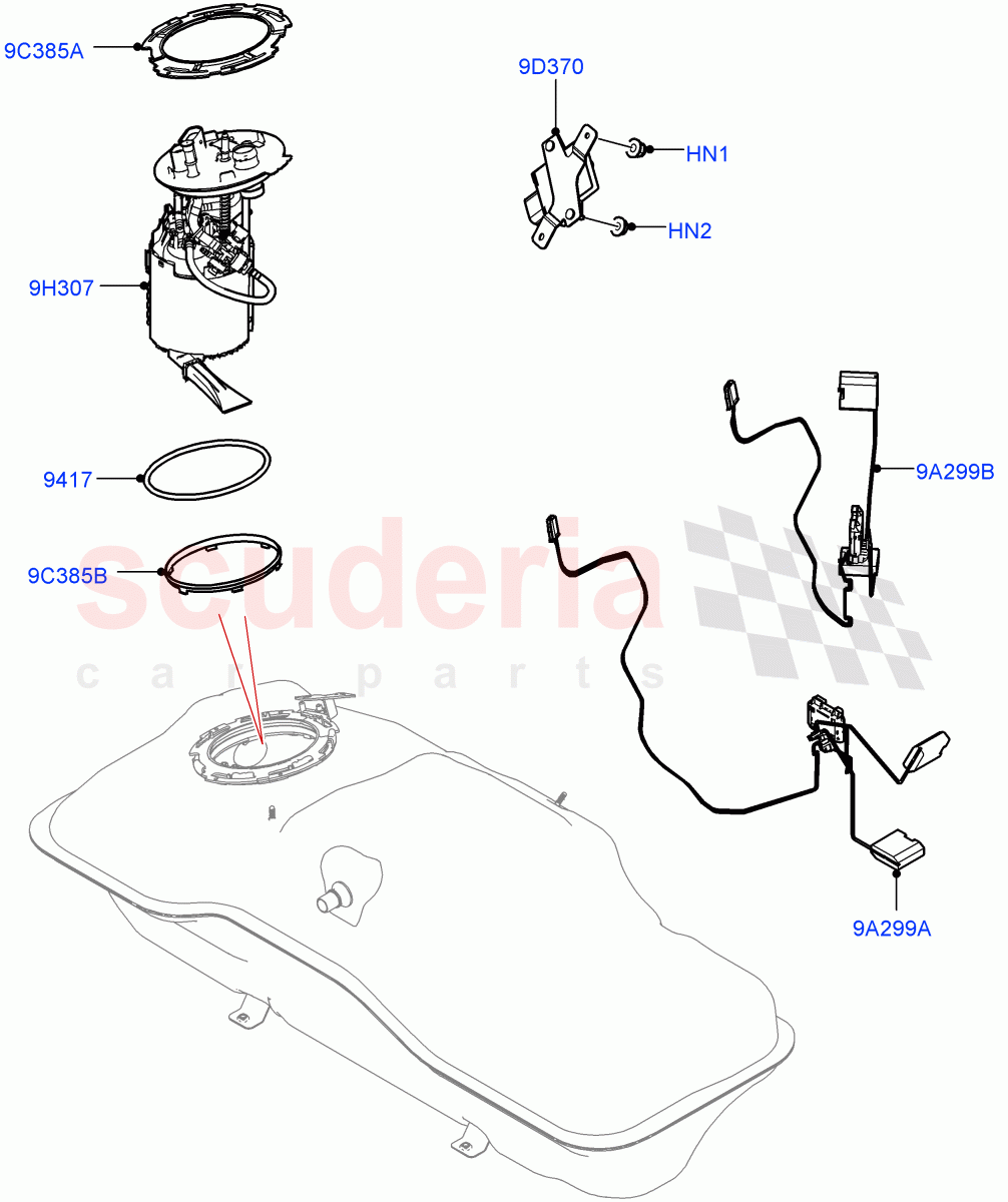 Fuel Pump And Sender Unit (1.5L AJ20P3 Petrol High PHEV, Changsu (China)) ((V) FROMKG446857) of Land Rover Land Rover Discovery Sport (2015+) [1.5 I3 Turbo Petrol AJ20P3]