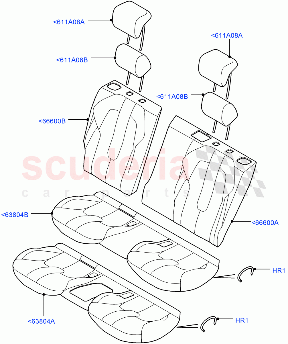 Rear Seat Covers (Leather/Suede, Halewood (UK), With 2 Rear Small Individual Seats, With 2 Individual Second Row Seats) of Land Rover Land Rover Range Rover Evoque (2012-2018) [2.2 Single Turbo Diesel]