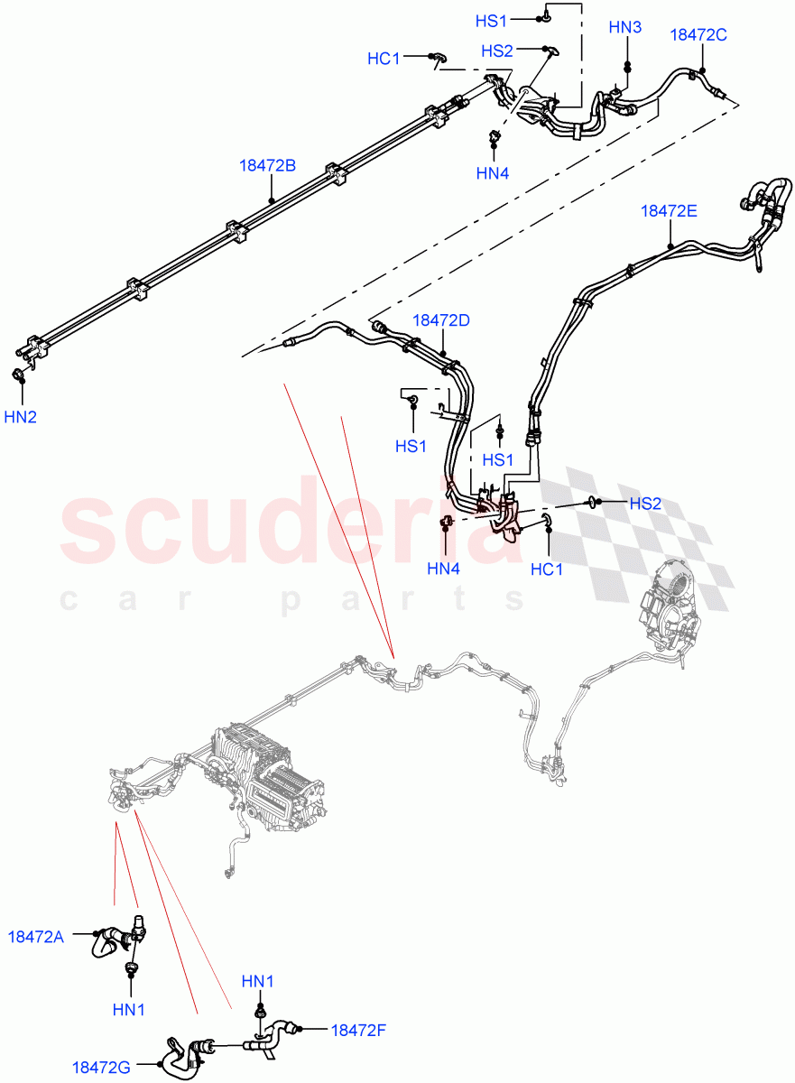 Heater Hoses (Front And Rear) (Premium Air Conditioning-Front/Rear) of Land Rover Land Rover Range Rover (2022+) [3.0 I6 Turbo Diesel AJ20D6]