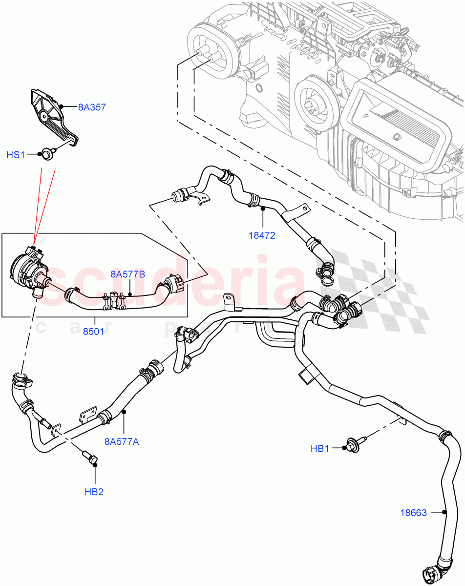 Heater Hoses (Front) (3.0L AJ20P6 Petrol High, Less Heater, With Front Comfort Air Con (IHKA), With Ptc Heater, With Air Conditioning - Front/Rear) ((V) FROMKA000001) of Land Rover Land Rover Range Rover Sport (2014+) [2.0 Turbo Petrol GTDI]