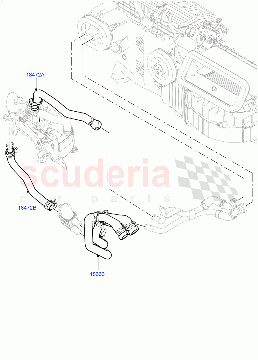 Heater Hoses (Front) (4.4L DOHC DITC V8 Diesel, Park Heating With Remote Control) ((V) FROMEA000001, (V) TOHA999999) of Land Rover Land Rover Range Rover Sport (2014+) [3.0 I6 Turbo Diesel AJ20D6]