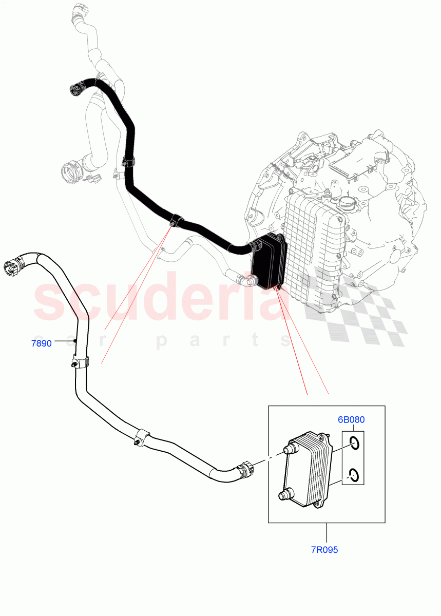 Transmission Cooling Systems (2.0L AJ20P4 Petrol Mid PTA, 9 Speed Auto Trans 9HP50, Changsu (China), Less Active Tranmission Warming, 2.0L AJ20P4 Petrol E100 PTA, 2.0L AJ20P4 Petrol High PTA) of Land Rover Land Rover Discovery Sport (2015+) [1.5 I3 Turbo Petrol AJ20P3]