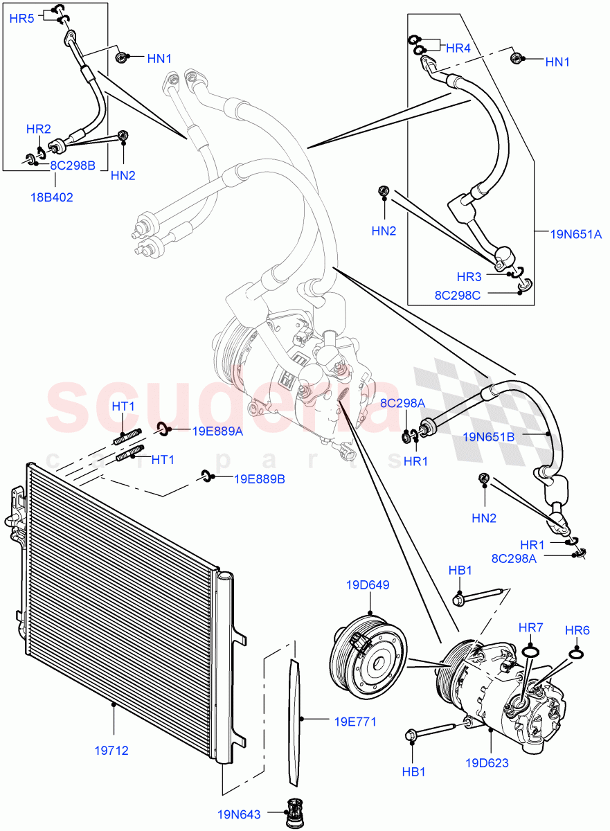 Air Conditioning Condensr/Compressr (2.2L CR DI 16V Diesel, Halewood (UK)) of Land Rover Land Rover Discovery Sport (2015+) [2.0 Turbo Petrol GTDI]