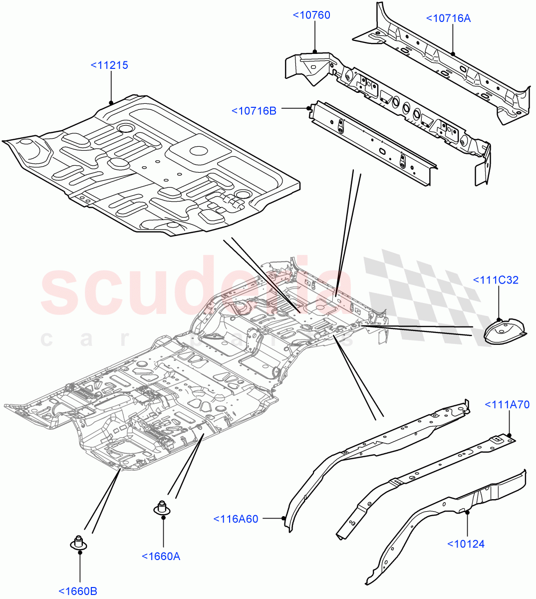 Floor Pan - Centre And Rear ((V) FROMAA000001) of Land Rover Land Rover Discovery 4 (2010-2016) [3.0 Diesel 24V DOHC TC]