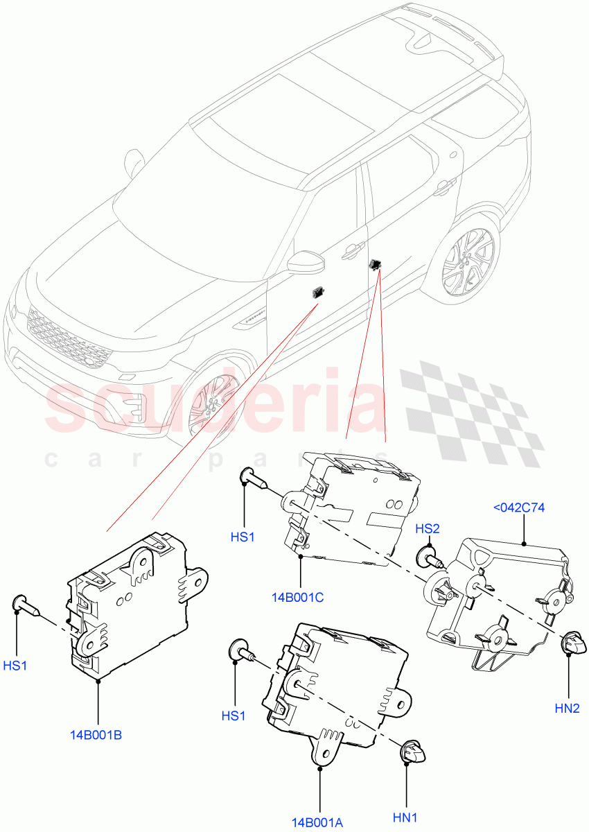 Vehicle Modules And Sensors (Nitra Plant Build, Door) ((V) FROMK2000001) of Land Rover Land Rover Discovery 5 (2017+) [3.0 DOHC GDI SC V6 Petrol]