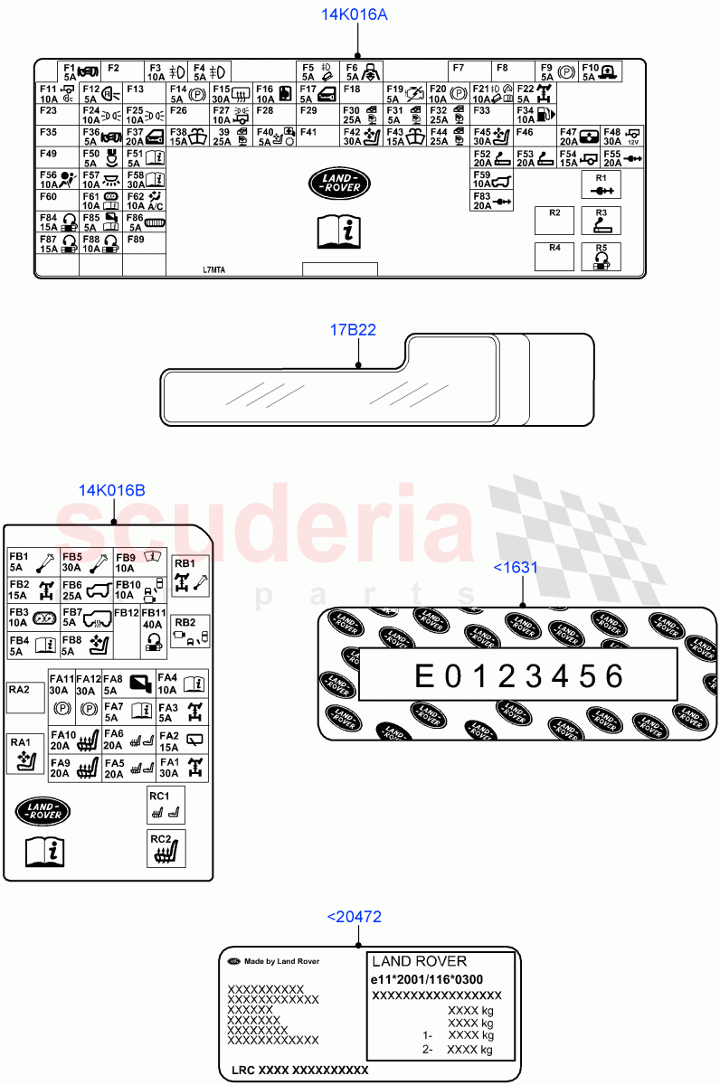 Labels (Information) (Itatiaia (Brazil)) ((V) FROMGT000001) of Land Rover Land Rover Range Rover Evoque (2012-2018) [2.0 Turbo Petrol GTDI]