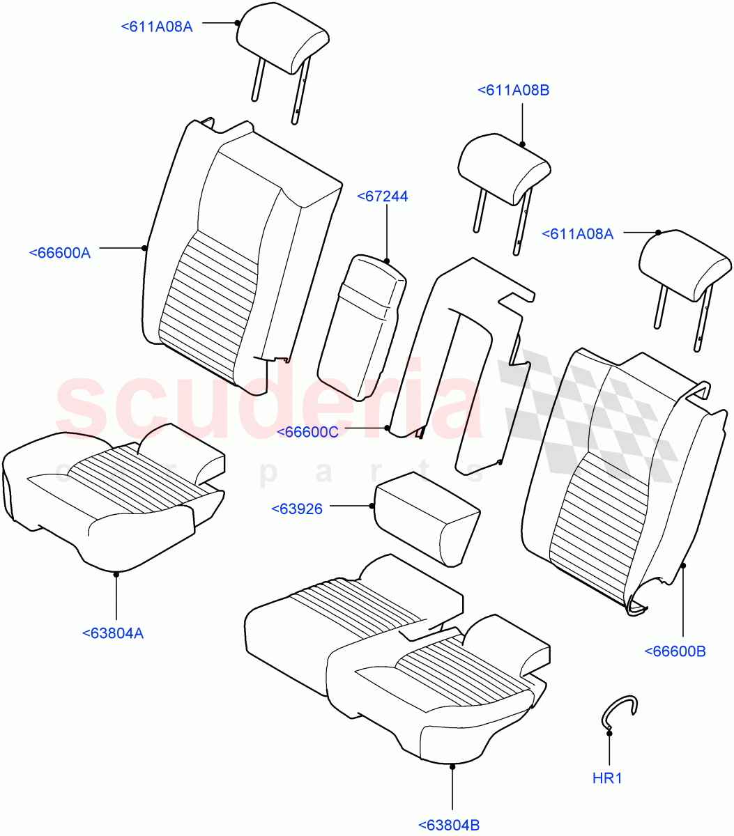 Rear Seat Covers (Windsor Leather, Changsu (China), 60/40 Load Through With Slide, With 60/40 Manual Fold Thru Rr Seat) ((V) FROMFG000001) of Land Rover Land Rover Discovery Sport (2015+) [2.0 Turbo Petrol AJ200P]