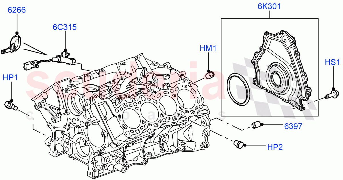 Cylinder Block And Plugs (3.6L V8 32V DOHC EFi Diesel Lion) ((V) FROMAA000001) of Land Rover Land Rover Range Rover (2010-2012) [3.6 V8 32V DOHC EFI Diesel]
