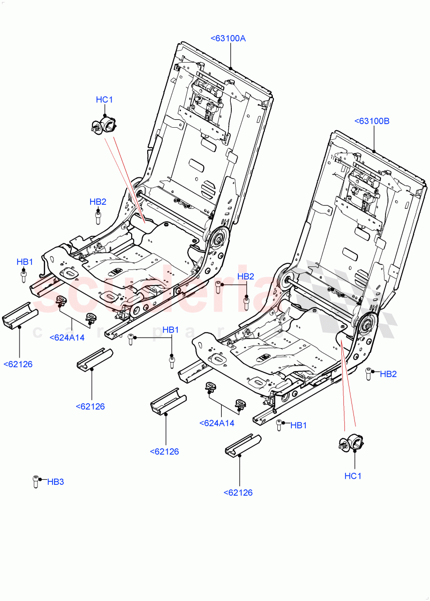 Rear Seat Base (With 40/40 Split Individual Rr Seat) ((V) TOHA999999) of Land Rover Land Rover Range Rover (2012-2021) [5.0 OHC SGDI NA V8 Petrol]