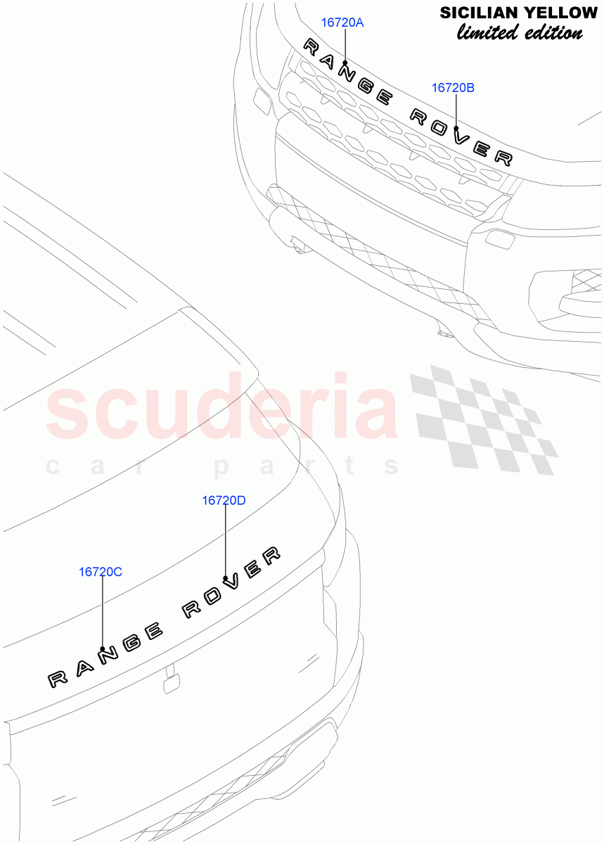 Name Plates (Sicilian Yellow Limited Edition, Halewood (UK)) ((V) FROMDH000001) of Land Rover Land Rover Range Rover Evoque (2012-2018) [2.0 Turbo Petrol GTDI]
