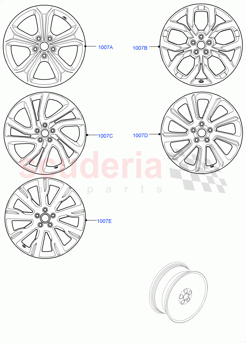 Spare Wheel (Changsu (China), With Conventional Alloy Spare Wheel) ((V) FROMFG000001) of Land Rover Land Rover Discovery Sport (2015+) [2.0 Turbo Diesel AJ21D4]