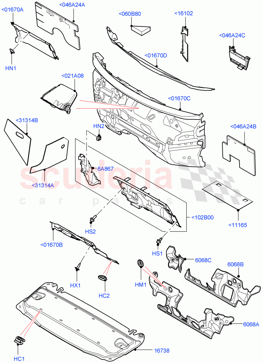 Insulators - Front (Engine Compartment) (Halewood (UK)) ((V) FROMLH000001) of Land Rover Land Rover Discovery Sport (2015+) [2.0 Turbo Petrol GTDI]