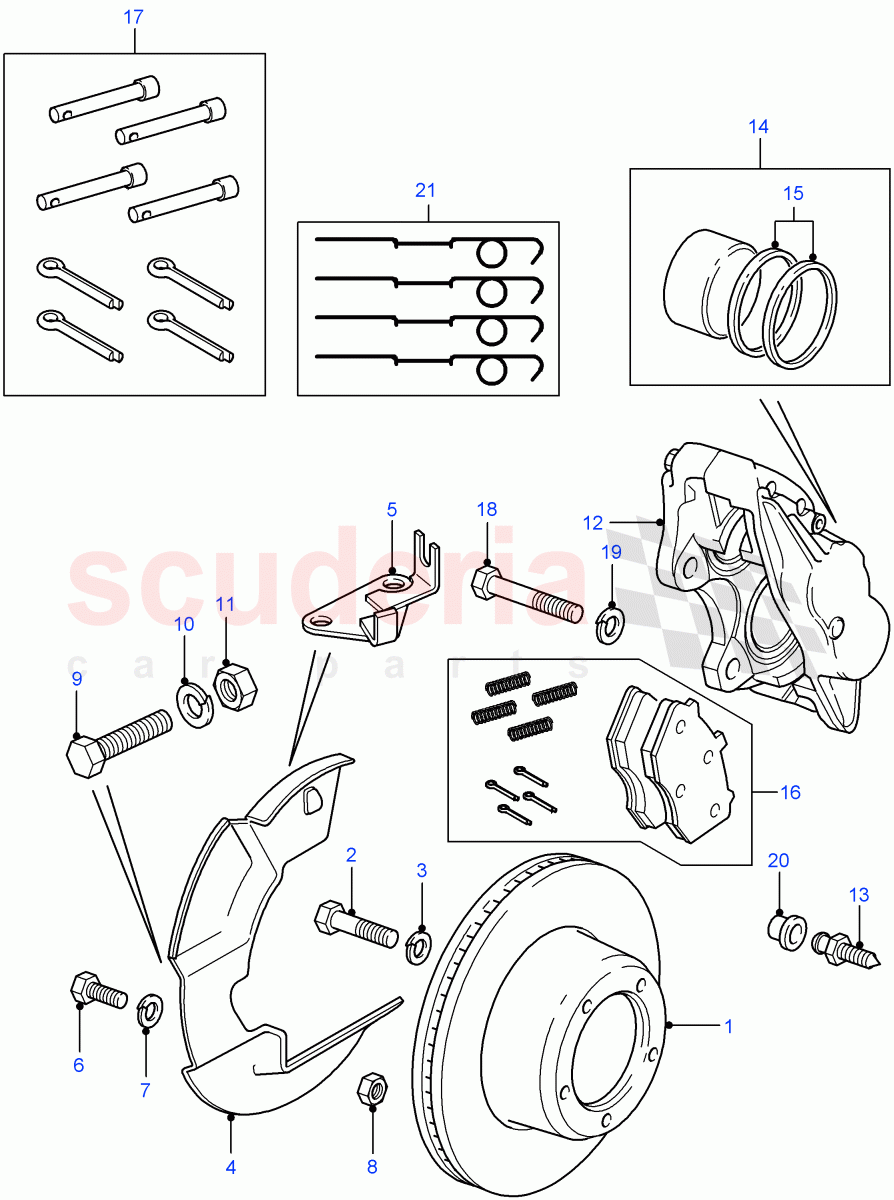 Front Brake Discs And Calipers ((V) FROM7A000001) of Land Rover Land Rover Defender (2007-2016)