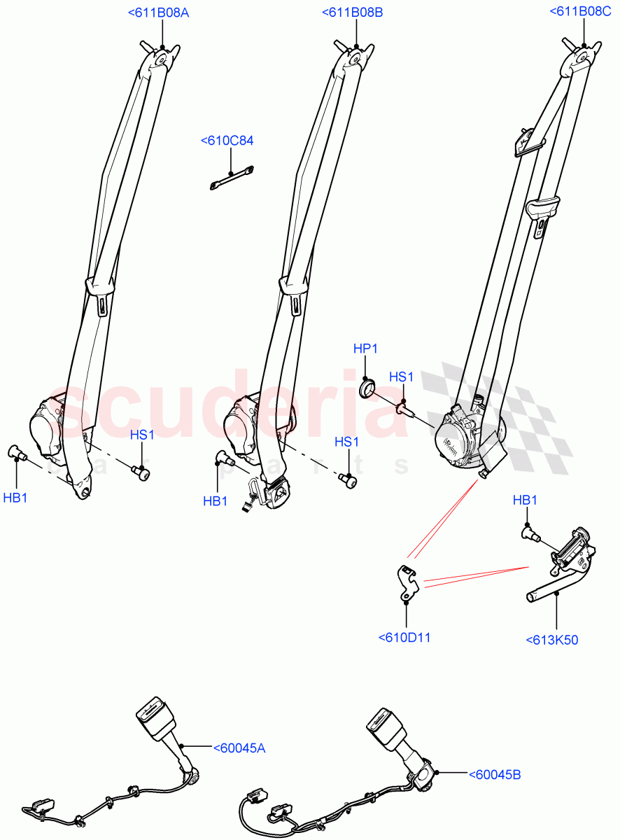 Front Seat Belts (Halewood (UK)) of Land Rover Land Rover Discovery Sport (2015+) [2.0 Turbo Diesel AJ21D4]