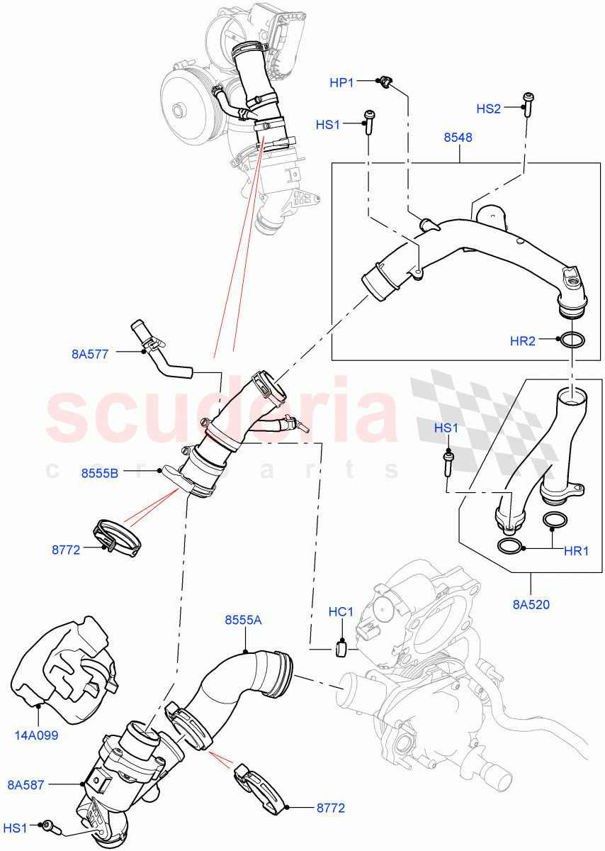Thermostat/Housing & Related Parts (5.0L P AJ133 DOHC CDA S/C Enhanced) ((V) FROMJA000001) of Land Rover Land Rover Range Rover Sport (2014+) [5.0 OHC SGDI SC V8 Petrol]