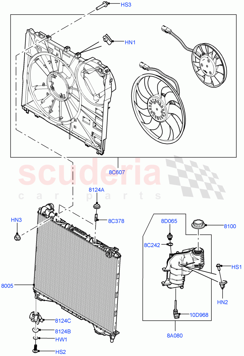 Radiator/Coolant Overflow Container (4.4L DOHC DITC V8 Diesel) of Land Rover Land Rover Range Rover (2012-2021) [4.4 DOHC Diesel V8 DITC]