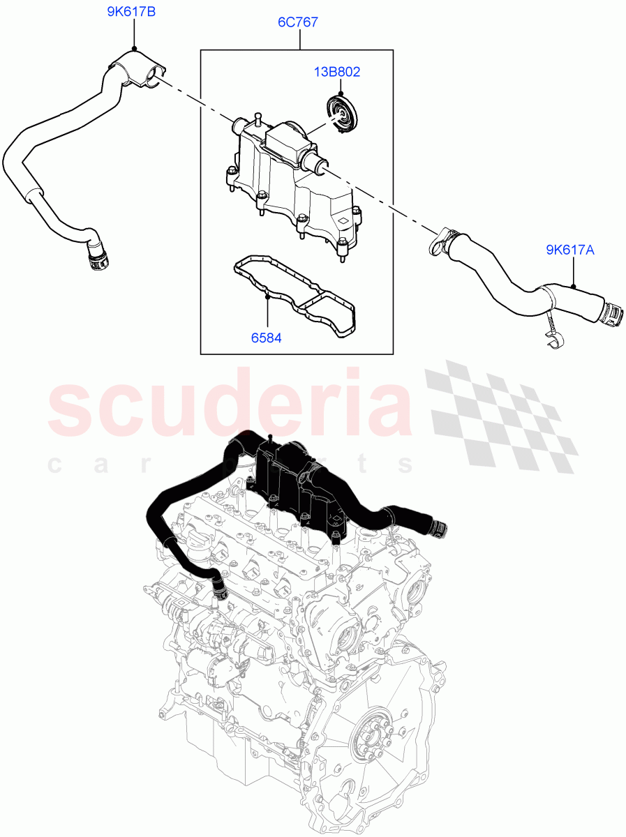 Emission Control - Crankcase (2.0L AJ20P4 Petrol High PTA, Halewood (UK), 2.0L AJ20P4 Petrol E100 PTA, 2.0L AJ20P4 Petrol Mid PTA) of Land Rover Land Rover Range Rover Evoque (2019+) [2.0 Turbo Petrol AJ200P]