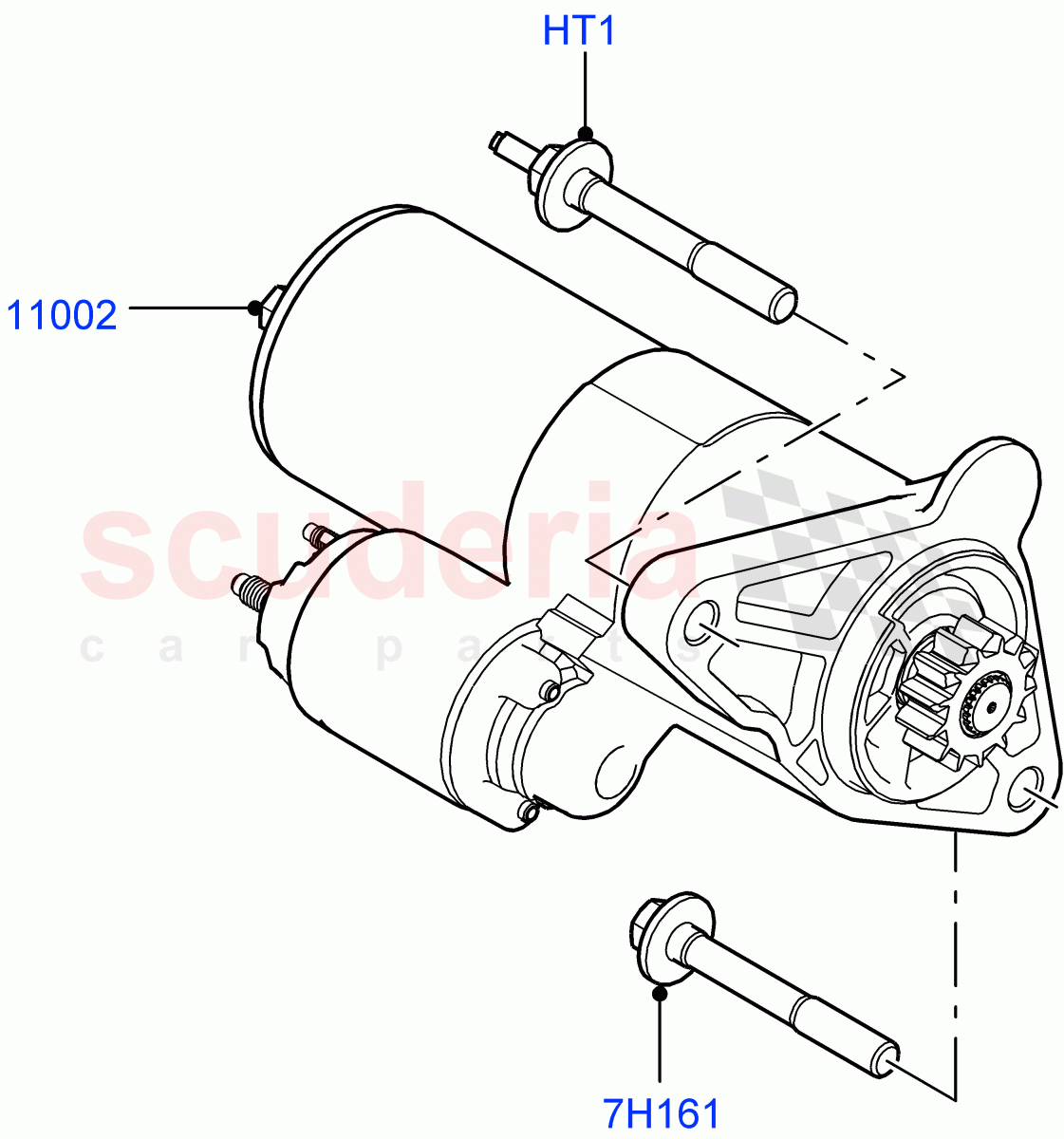 Starter Motor (2.0L AJ20P4 Petrol Mid PTA, Itatiaia (Brazil), 2.0L AJ20P4 Petrol E100 PTA, 2.0L AJ20P4 Petrol High PTA) of Land Rover Land Rover Range Rover Evoque (2019+) [2.0 Turbo Petrol AJ200P]
