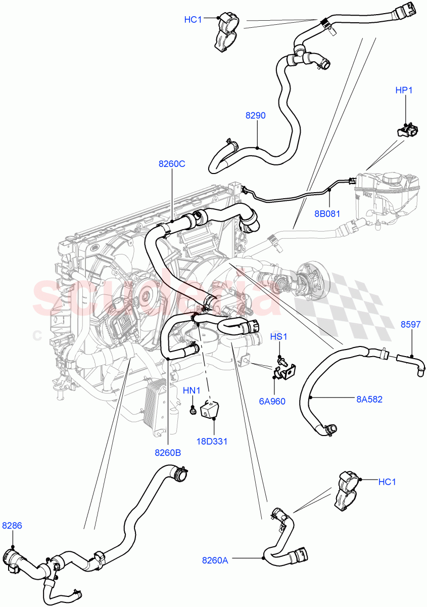 Cooling System Pipes And Hoses (2.0L 16V TIVCT T/C 240PS Petrol, Changsu (China)) ((V) FROMEG000001) of Land Rover Land Rover Range Rover Evoque (2012-2018) [2.0 Turbo Petrol GTDI]