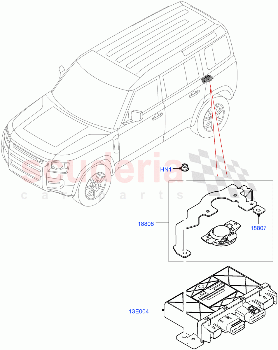 Vehicle Modules And Sensors (Tow Hitch Man Detachable Swan Neck, Tow Hitch Elec Deployable Swan Neck, Tow Hitch Receiver 12 Pin Elec, Tow Hitch Receiver NAS) of Land Rover Land Rover Defender (2020+) [3.0 I6 Turbo Diesel AJ20D6]