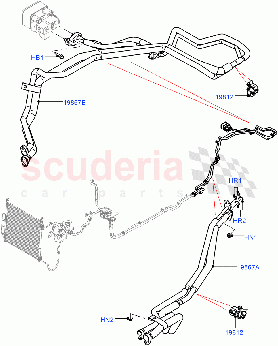 Air Conditioning Condensr/Compressr (Rear) (With Air Conditioning - Front/Rear, Electric Engine Battery-PHEV) ((V) FROMKA000001) of Land Rover Land Rover Range Rover (2012-2021) [2.0 Turbo Petrol GTDI]