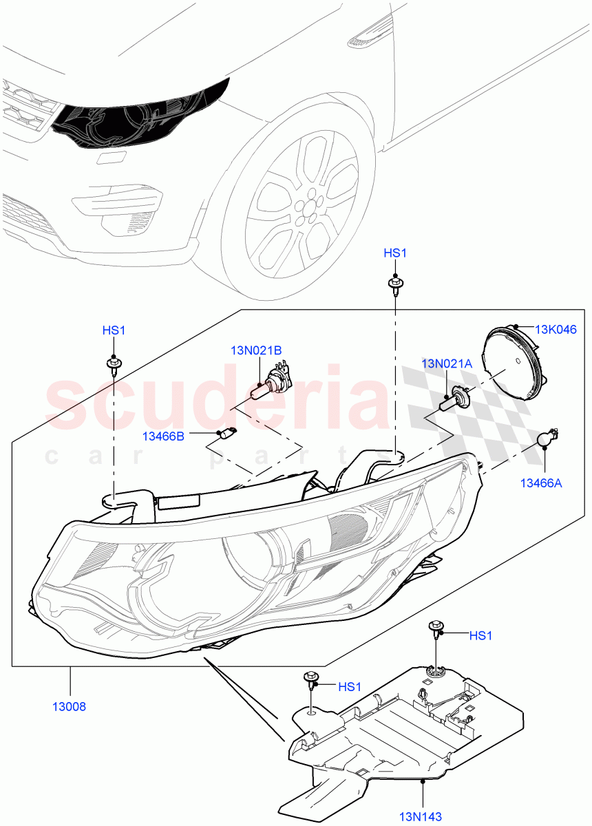 Headlamps And Front Flasher Lamps (Changsu (China), With Halogen Headlamp) ((V) FROMFG000001) of Land Rover Land Rover Discovery Sport (2015+) [1.5 I3 Turbo Petrol AJ20P3]
