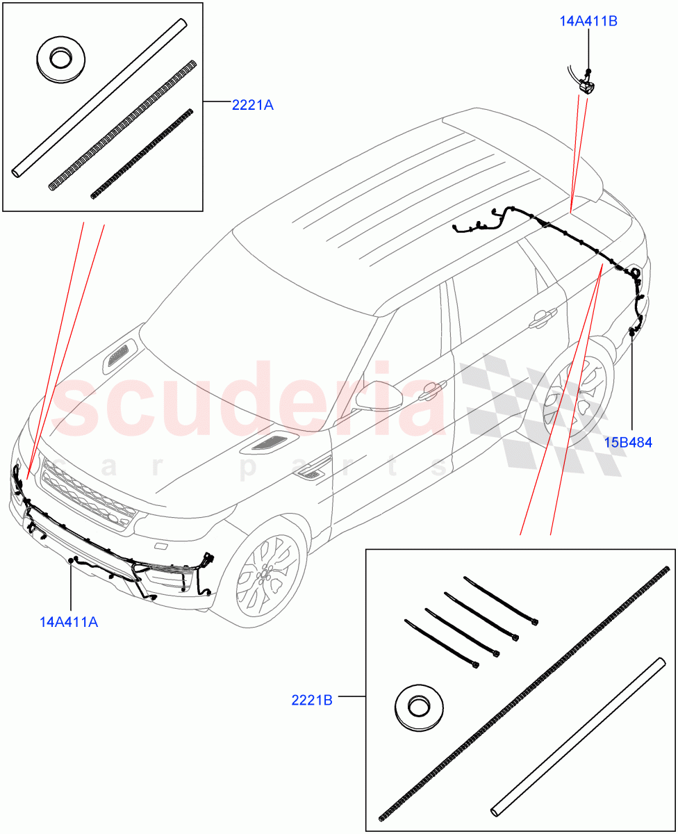 Electrical Wiring - Body And Rear (Bumper) (Version - Core, Non SVR) of Land Rover Land Rover Range Rover Sport (2014+) [5.0 OHC SGDI SC V8 Petrol]
