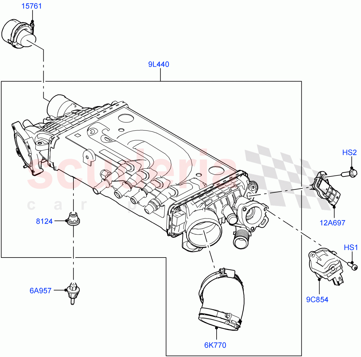Intercooler/Air Ducts And Hoses (3.0L AJ20P6 Petrol High, 3.0L AJ20P6 Petrol PHEV) of Land Rover Land Rover Range Rover (2022+) [3.0 I6 Turbo Petrol AJ20P6]