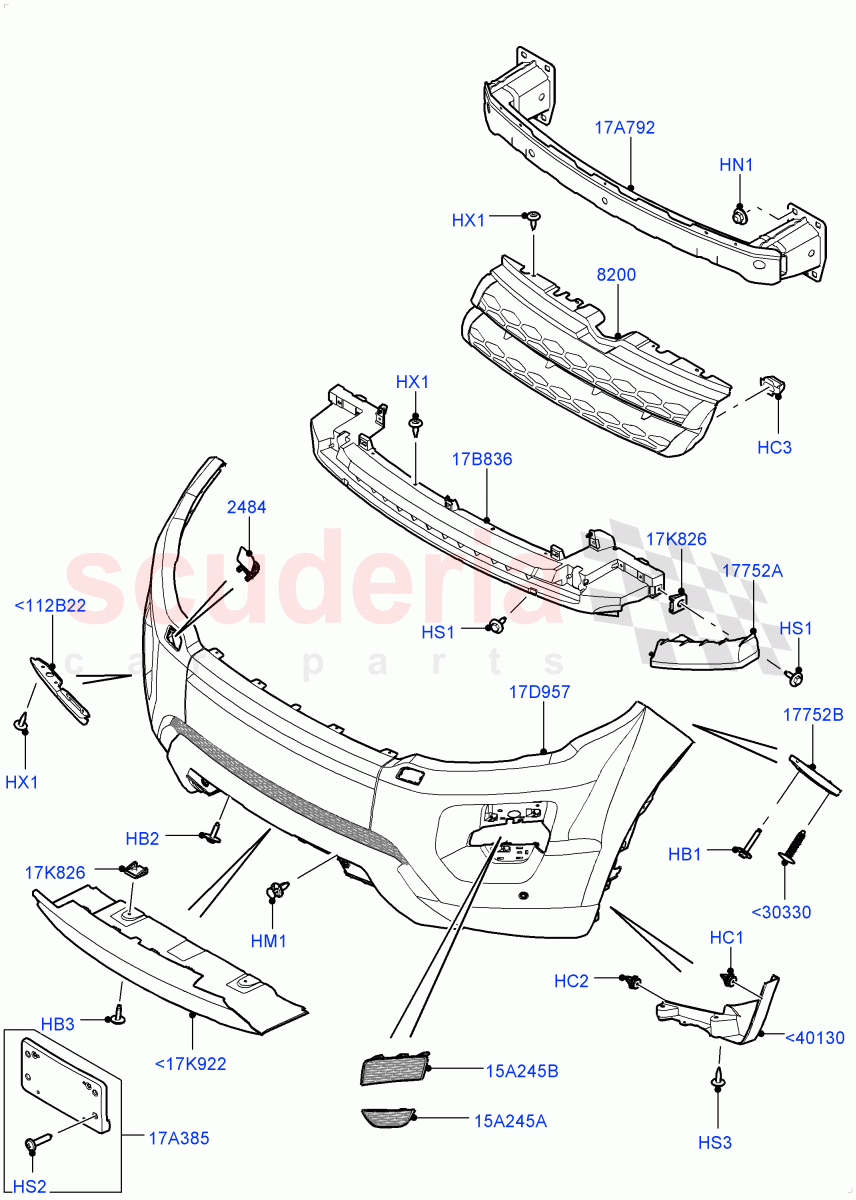 Radiator Grille And Front Bumper (Changsu (China), Sport/Dynamic) ((V) FROMEG000001, (V) TOGG134737) of Land Rover Land Rover Range Rover Evoque (2012-2018) [2.0 Turbo Petrol GTDI]