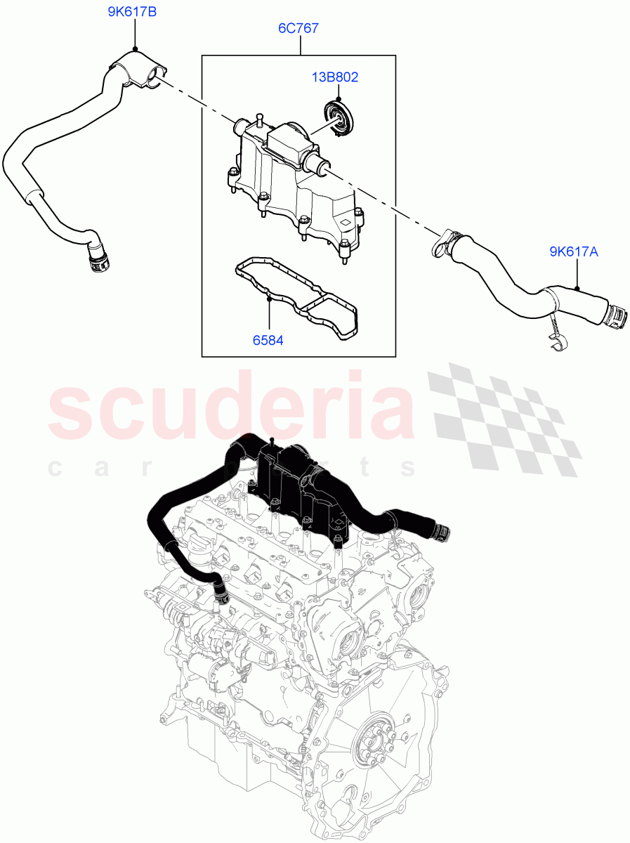 Emission Control - Crankcase (2.0L AJ20P4 Petrol Mid PTA, Changsu (China)) of Land Rover Land Rover Discovery Sport (2015+) [2.0 Turbo Petrol AJ200P]