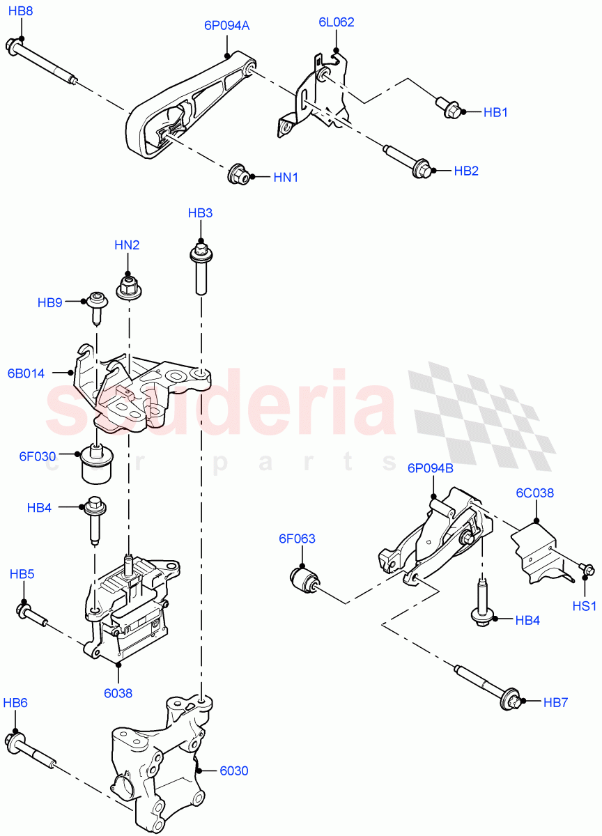 Engine Mounting (2.0L AJ21D4 Diesel Mid, Halewood (UK)) ((V) FROMMH000001) of Land Rover Land Rover Discovery Sport (2015+) [1.5 I3 Turbo Petrol AJ20P3]