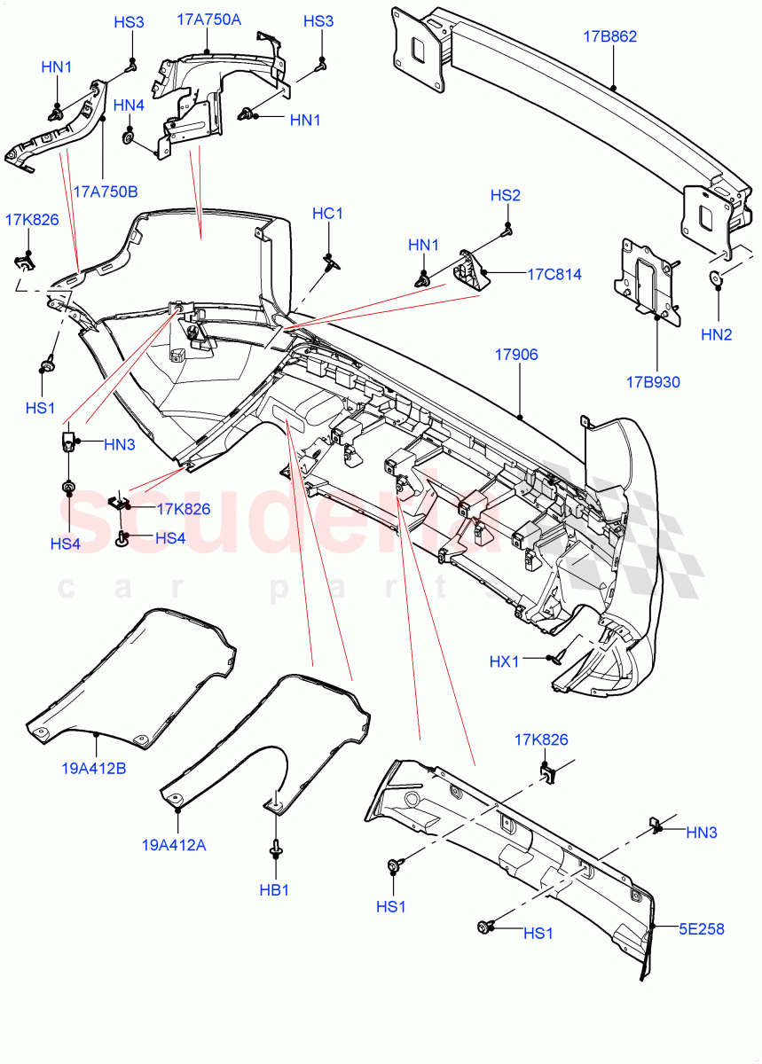 Rear Bumper (Halewood (UK), Non Sport/Dynamic) of Land Rover Land Rover Range Rover Evoque (2012-2018) [2.0 Turbo Diesel]