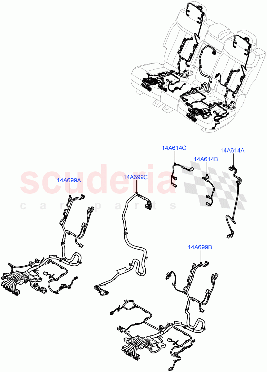 Wiring - Seats (2nd Row, 60/40 Split Bench Seat, Rear Seats) (60/40 Load Through With Slide, With 60/40 Power Fold Thru Rr Seat) of Land Rover Land Rover Range Rover (2022+) [3.0 I6 Turbo Diesel AJ20D6]