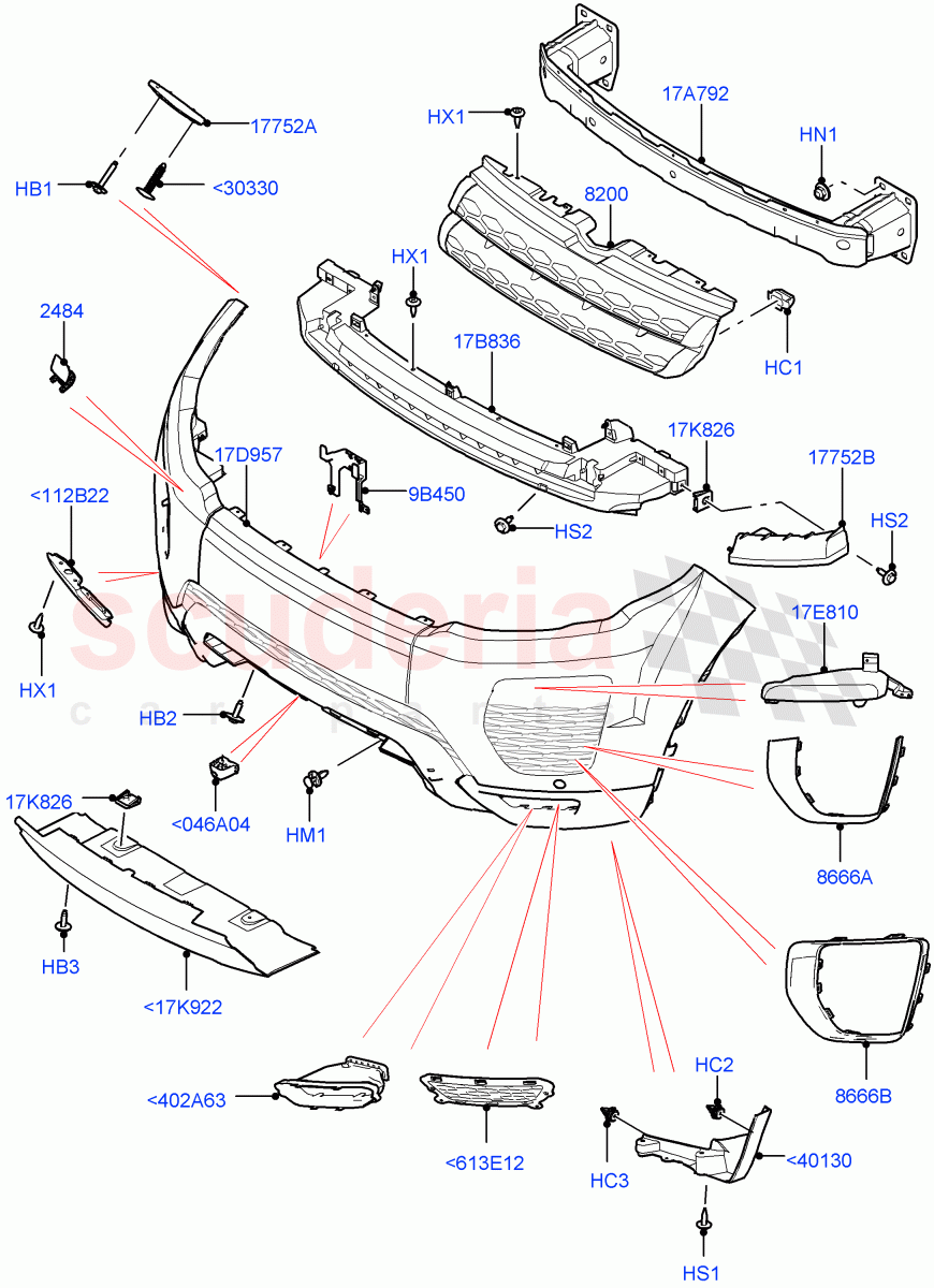 Radiator Grille And Front Bumper (Itatiaia (Brazil)) ((V) FROMGT000001) of Land Rover Land Rover Range Rover Evoque (2012-2018) [2.0 Turbo Petrol GTDI]