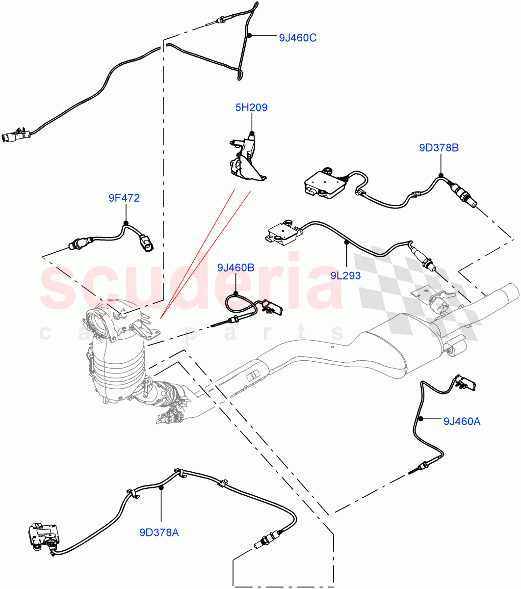 Exhaust Sensors And Modules (2.0L I4 DSL MID DOHC AJ200, LEV 160, 2.0L I4 DSL HIGH DOHC AJ200, DPF + DE-SOX) of Land Rover Land Rover Range Rover Velar (2017+) [2.0 Turbo Diesel]
