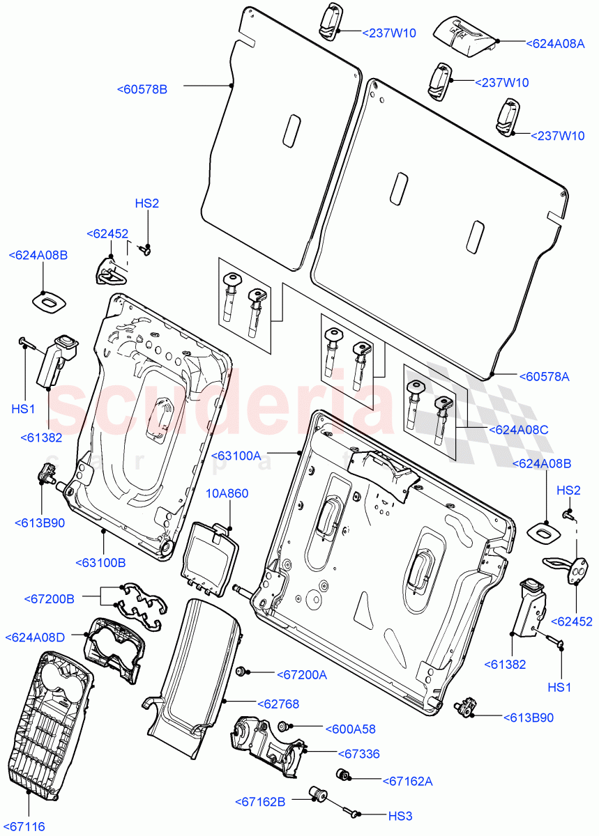 Rear Seat Back (Changsu (China), With 60/40 Split - Folding Rr Seat, 2nd Row Seat 60/40 (3 P) - Folding) ((V) FROMEG000001) of Land Rover Land Rover Range Rover Evoque (2012-2018) [2.0 Turbo Petrol AJ200P]